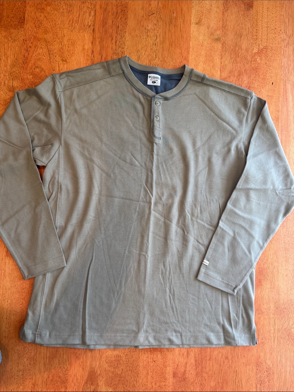 Columbia Long Sleeve Henley Shirt - Olive Mens XL Heavy Long Sleeve Tee
